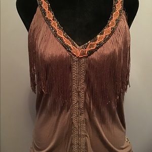 Gimmicks by BKE The Buckle Fringe and Beaded Tank